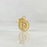 Pendant Letter R Framed Border 0.55g / 3/4 in 18K Yellow Gold