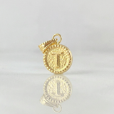 Pendant Letter T Framed Border 0.6g / 3/4 in 18K Yellow Gold