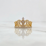 Crown Ring Triangles 3gr / T6 / White Zircons 18K Yellow Gold &