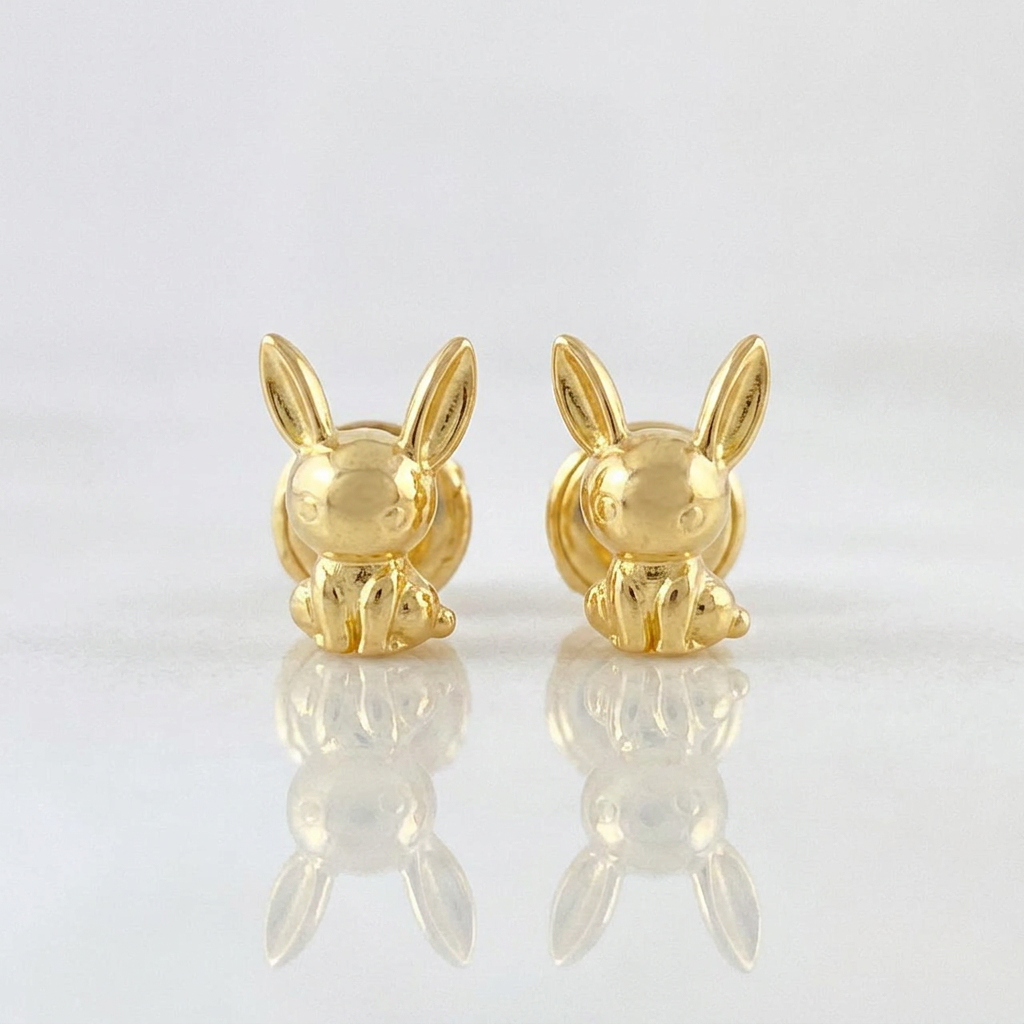 Stud Earrings Rabbit 0.6g / in / 6.4mm Yellow Gold 18K