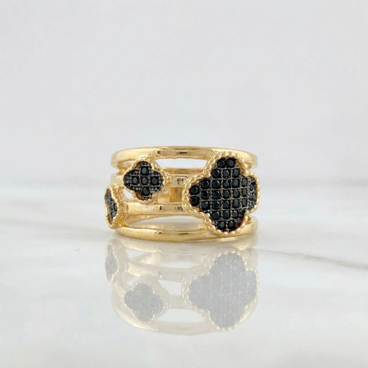 Clover Ring 4.35gr / T5 3/4 / Two-Tone Black Yellow Gold 18K $