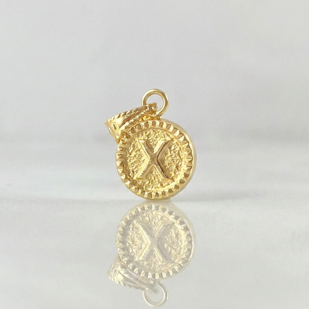 Pendant Letter X Framed Border 0.6g / 3/4 in 18K Yellow Gold