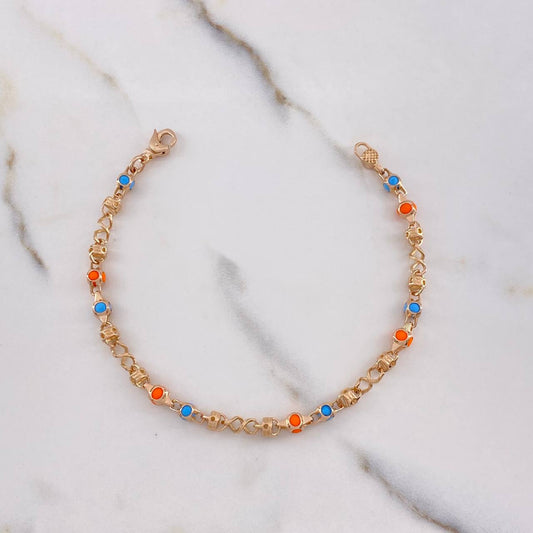 Bracelet 8.85gr / 19.5cm / Blue Orange Rubber Rose Gold &