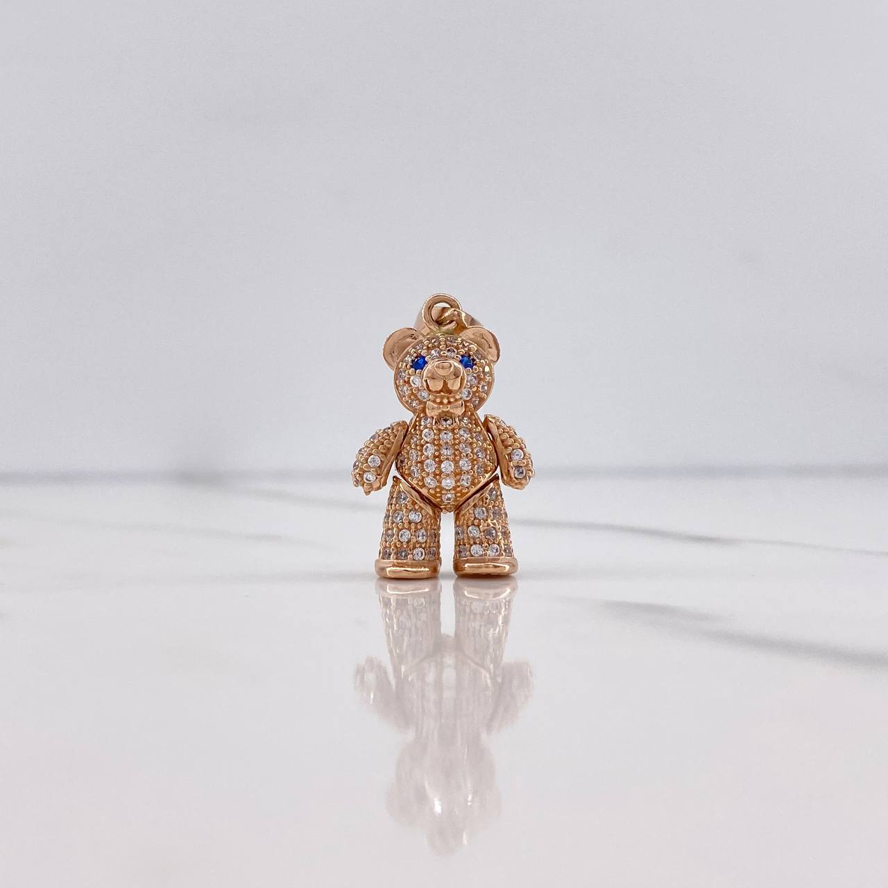 Pendant Articulated Bear 4.65gr / 3cm / White Blue Zircons Rose Gold &