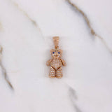 Pendant Articulated Bear 4.65gr / 3cm / White Blue Zircons Rose Gold &