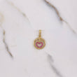 Pendant Heart Love Hoop 1.6gr / 2.3cm / Fuchsia Zircons Yellow Gold &