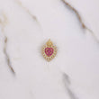 Sacred Heart Pendant 2.1gr / 0.8in / White and Fuchsia Zircons Yellow Gold &