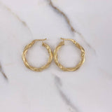 Hoop Earrings Worth 2.95gr / 3cm / Striped Spiral Yellow Gold &