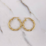 Hoop Earrings Weigh 2.7gr / 3cm / Striped Spiral Yellow Gold &