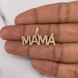 Pendant Mom 2.4gr / 3cm / White Zircons Yellow Gold $