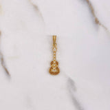 Pendant Guitar 1.2gr / 2.8cm / White Brown Zircons Yellow Gold &
