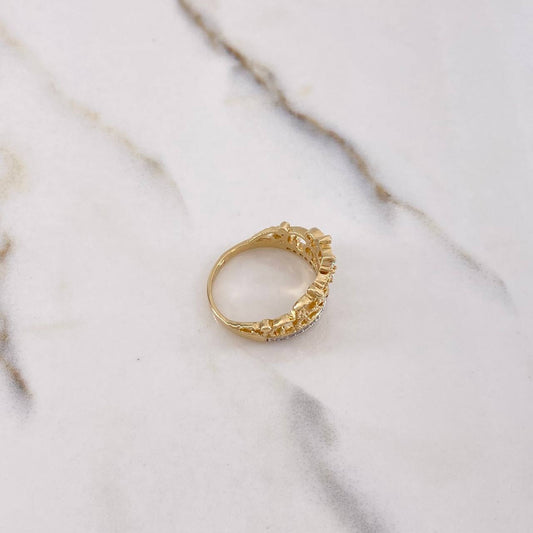 Crown Ring 4.6gr / T7 1/4 / White Zircons Two-tone Yellow and White Gold $