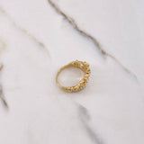 Crown Ring 4.6gr / T7 1/4 / White Zircons Two-tone Yellow and White Gold $