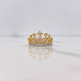 Crown Ring 4.6gr / T7 1/4 / White Zircons Two-tone Yellow and White Gold $