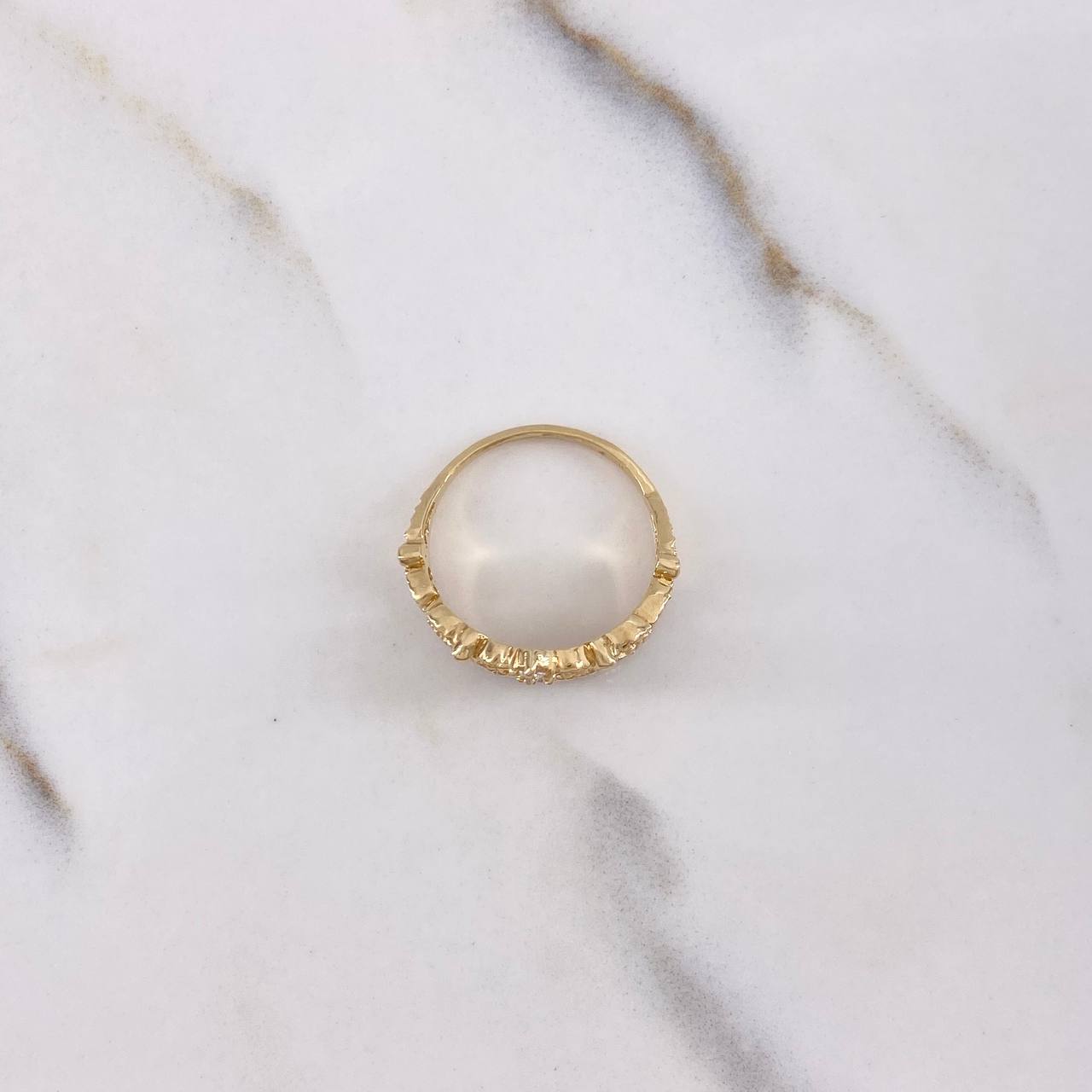 Crown Ring 4.6gr / T7 1/4 / White Zircons Two-tone Yellow and White Gold $