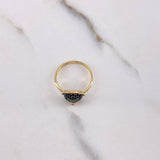 Bear Face Ring 2.6gr / Size 7 / Black and Green Zircons Yellow Gold $