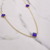 Espiga Chain Clover 3.75gr / 40cm / 2mm Green Purple Resin Yellow Gold $