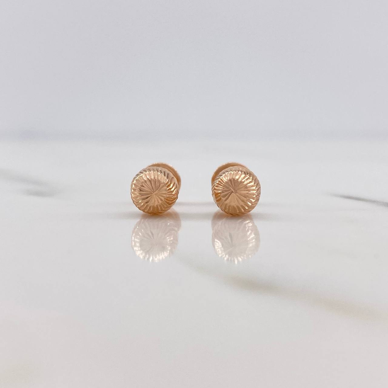 Stud Earrings Bead 0.7gr / 6mm Diamond Cut Rose Gold &