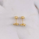 Stud Earrings Grano Café 0.6gr / Circon Verde Oro Amarillo &