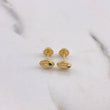 Stud Earrings Grano Café 0.6gr / Circon Verde Oro Amarillo &