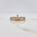 Crown Ring 2.05gr / T6 1/4 / White Zircons Two Yellow and White Golds &