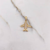 Pendant Airplane 2.5gr / 2.5cm / White Zircons Yellow Gold &