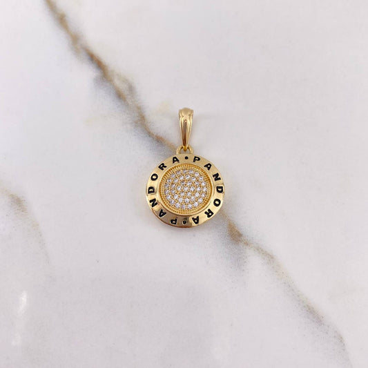 Pendant Circle PD 3.4gr / 2.3cm / White Zirconia Yellow Gold $