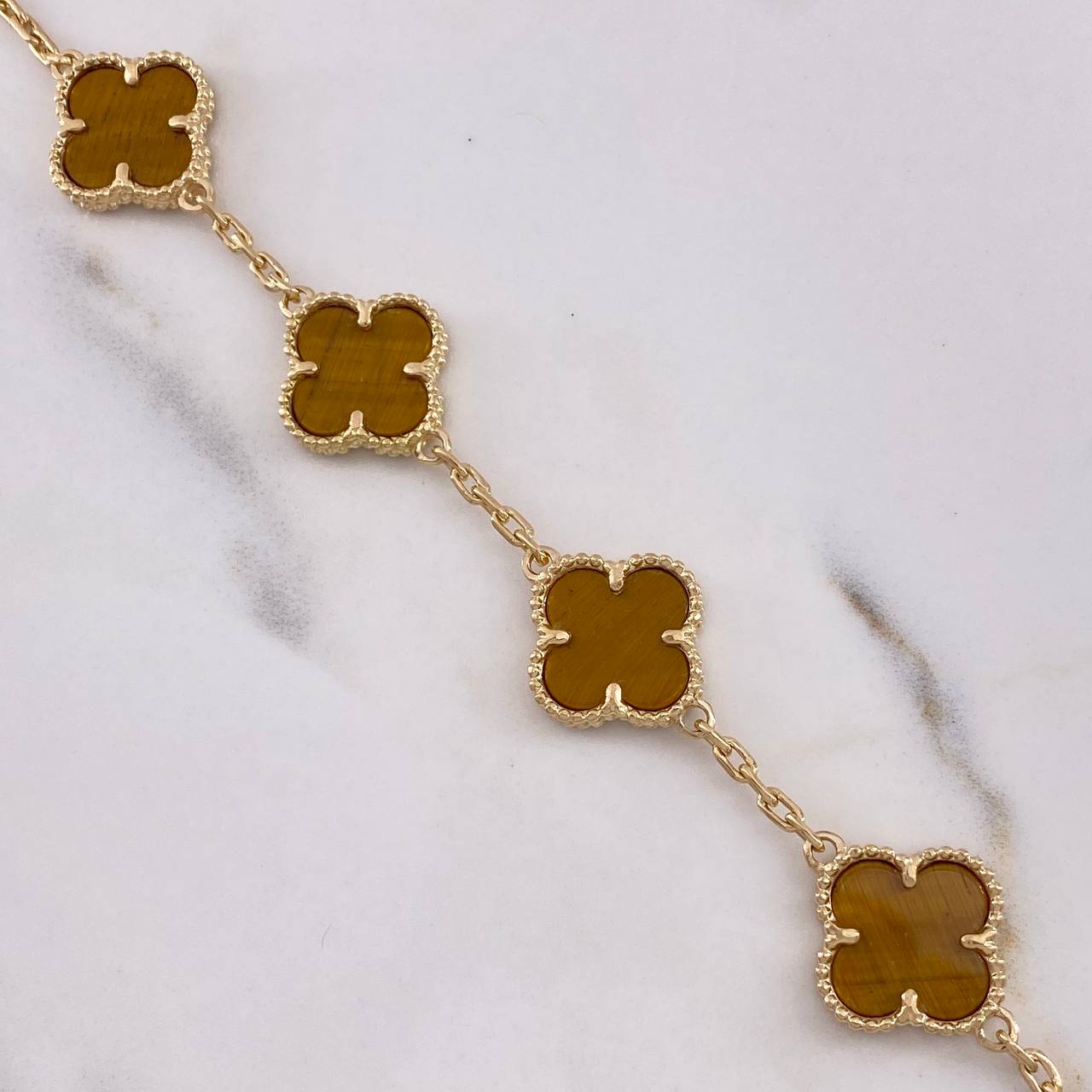Classic Link Bracelet 12.75gr / 17cm / 2mm Tiger Eye Yellow Gold  &