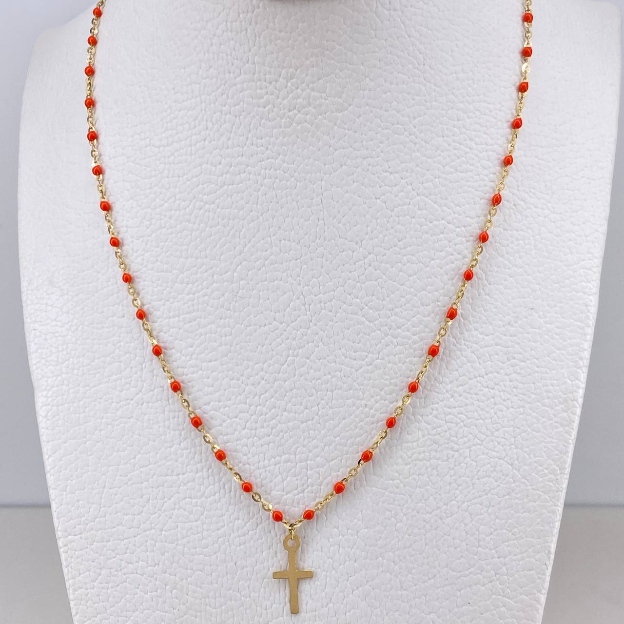 Classic Link Chain Cross 1.95gr / 45cm / 1mm Beads Yellow Gold +3 18K &