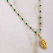 Classic Link Chain Virgen Milagrosa 2.6gr / 45cm / 1mm Beads Green Yellow Gold +3 18K &