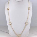Cadena Aro Seguido Trebol 6.8gr / 45cm / 1mm Nacar Blanco Oro Amarillo +4 18K &