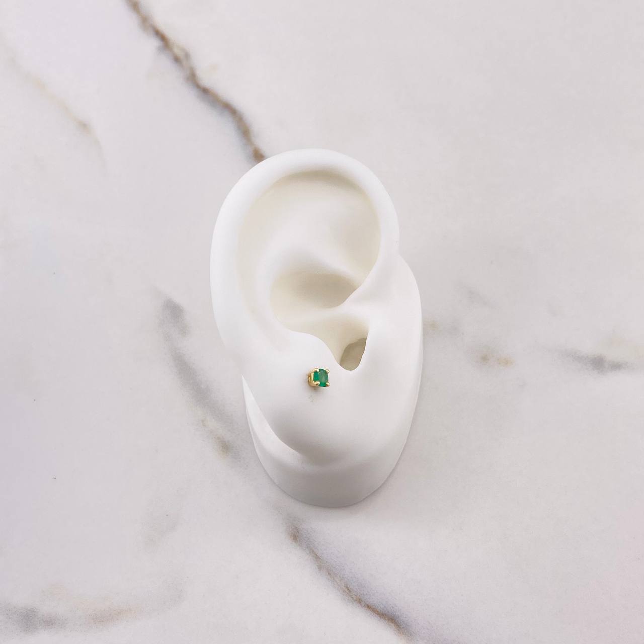 Stud Earrings Circle 0.85gr / 1cm / Emerald 0.20 Qts Yellow Gold (Jewel) &