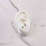 Stud Earrings Circle 0.85gr / 1cm / Emerald 0.20 Qts Yellow Gold (Jewel) &