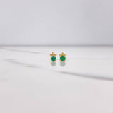 Stud Earrings Circle 0.85gr / 1cm / Emerald 0.20 Qts Yellow Gold (Jewel) &