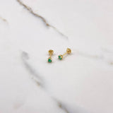 Stud Earrings Circle 0.85gr / 1cm / Emerald 0.20 Qts Yellow Gold (Jewel) &