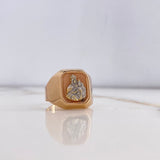 Virgin del Carmen Signet Ring 3.9gr / Size 9 1/4 / Two-tone White and Rose Gold $