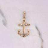 Pendant Anchor 3.5gr / 3.7cm / White Black Zircons 18K Yellow Gold $