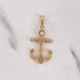 Pendant Anchor 3.5gr / 3.7cm / White Black Zircons 18K Yellow Gold $