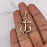 Pendant Anchor 3.5gr / 3.7cm / White Black Zircons 18K Yellow Gold $