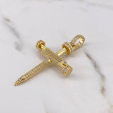 Pendant Nail Cross 8.65gr / 5.4cm / White Zircons 18K Yellow Gold $