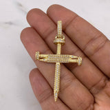 Pendant Nail Cross 8.65gr / 5.4cm / White Zircons 18K Yellow Gold $