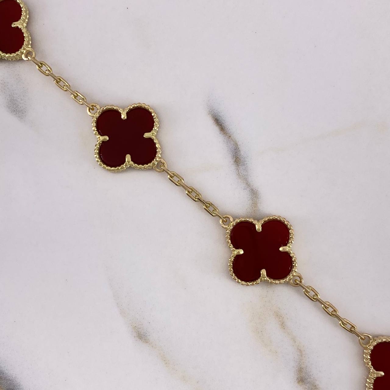Ankle bracelet Classic Link Clover 21.7gr / 28.5cm / 2.2mm Red Amber 18K Yellow Gold $