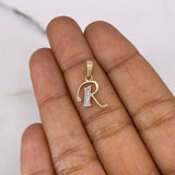Pendant Letter R 0.8gr / 1.9cm / White Zircons Two-tone Yellow White 18K $