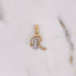 Pendant Letter R 0.8gr / 1.9cm / White Zircons Two-tone Yellow White 18K $