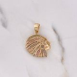 Pendant Indian 4.9gr / 1.3cm / Colored Zircons 18K Yellow Gold $