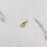 Dije Rostro Gato 0.4gr / 1.4cm / Esmeralda 4pts Oro Amarillo 18K (Joya) $