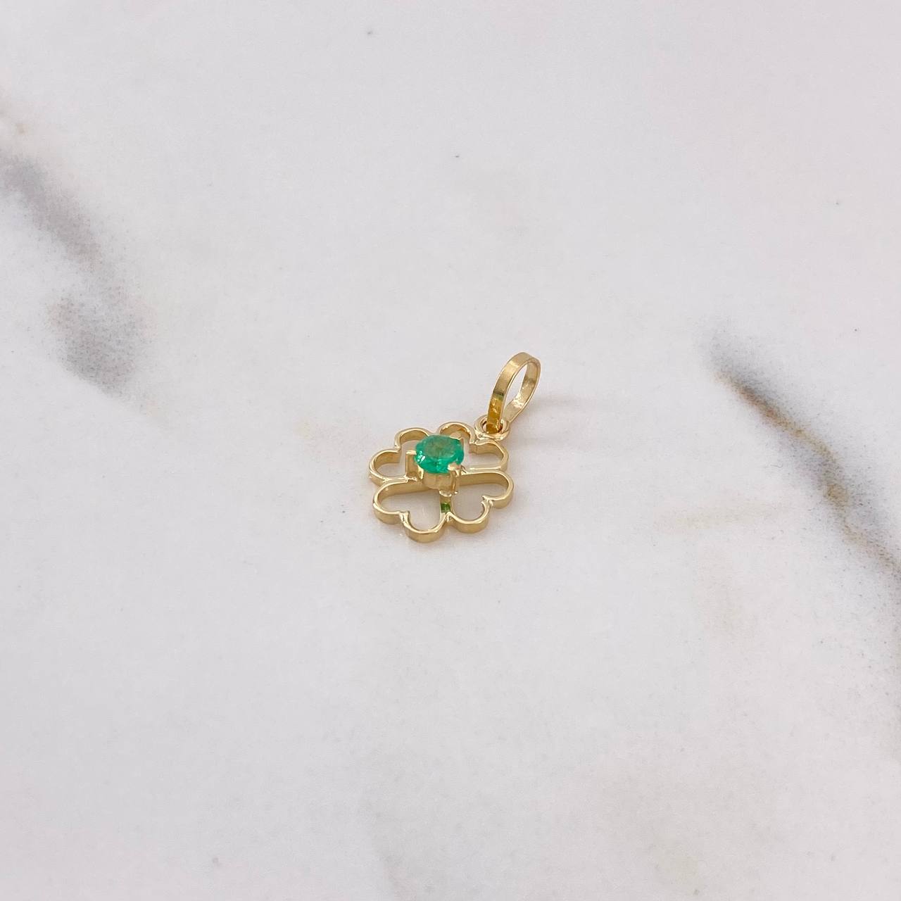 Pendant Flower 0.6gr / 1.5cm / Emerald 10pts 18K Yellow Gold (Jewel) $