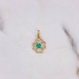 Pendant Flower 0.6gr / 1.5cm / Emerald 10pts 18K Yellow Gold (Jewel) $