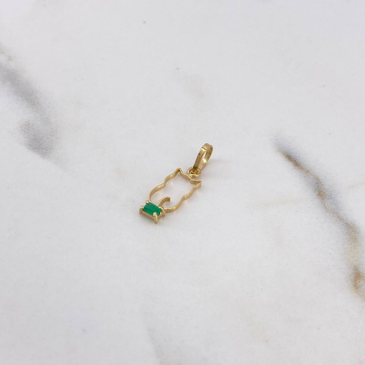 Dije Gato 0.35gr / 1.9cm / Esmeralda 8pts Oro Amarillo 18K (Joya) $