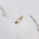 Dije Gato 0.35gr / 1.9cm / Esmeralda 8pts Oro Amarillo 18K (Joya) $